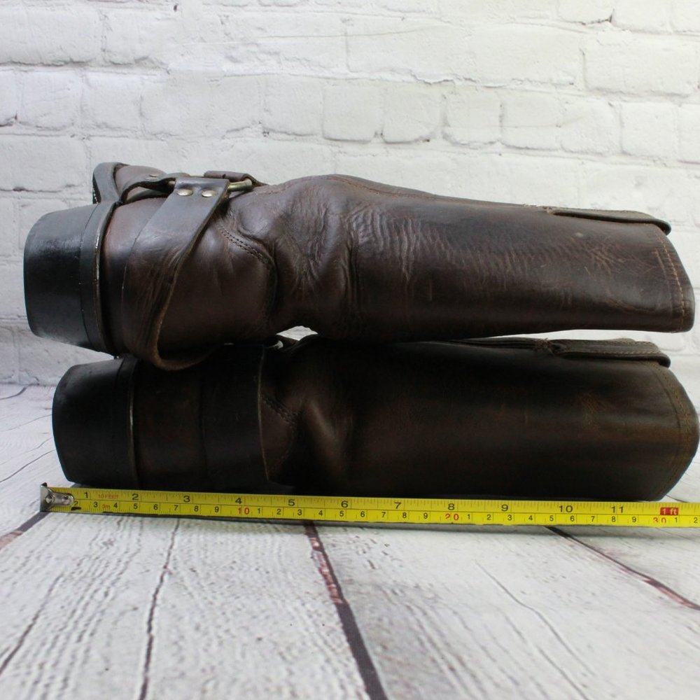 FRYE 77300 Leather Pull On Mid Calf Harness Square Toe Riding Boots Size 8.5 M - Picture 6 of 9